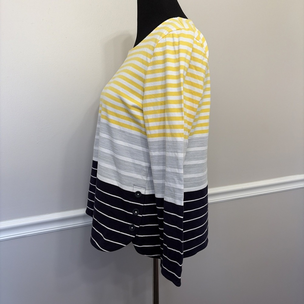 Talbots Top Women's Size XLP Cotton Blend Striped Colorblock Long Sleeve Tee - Picture 4 of 8